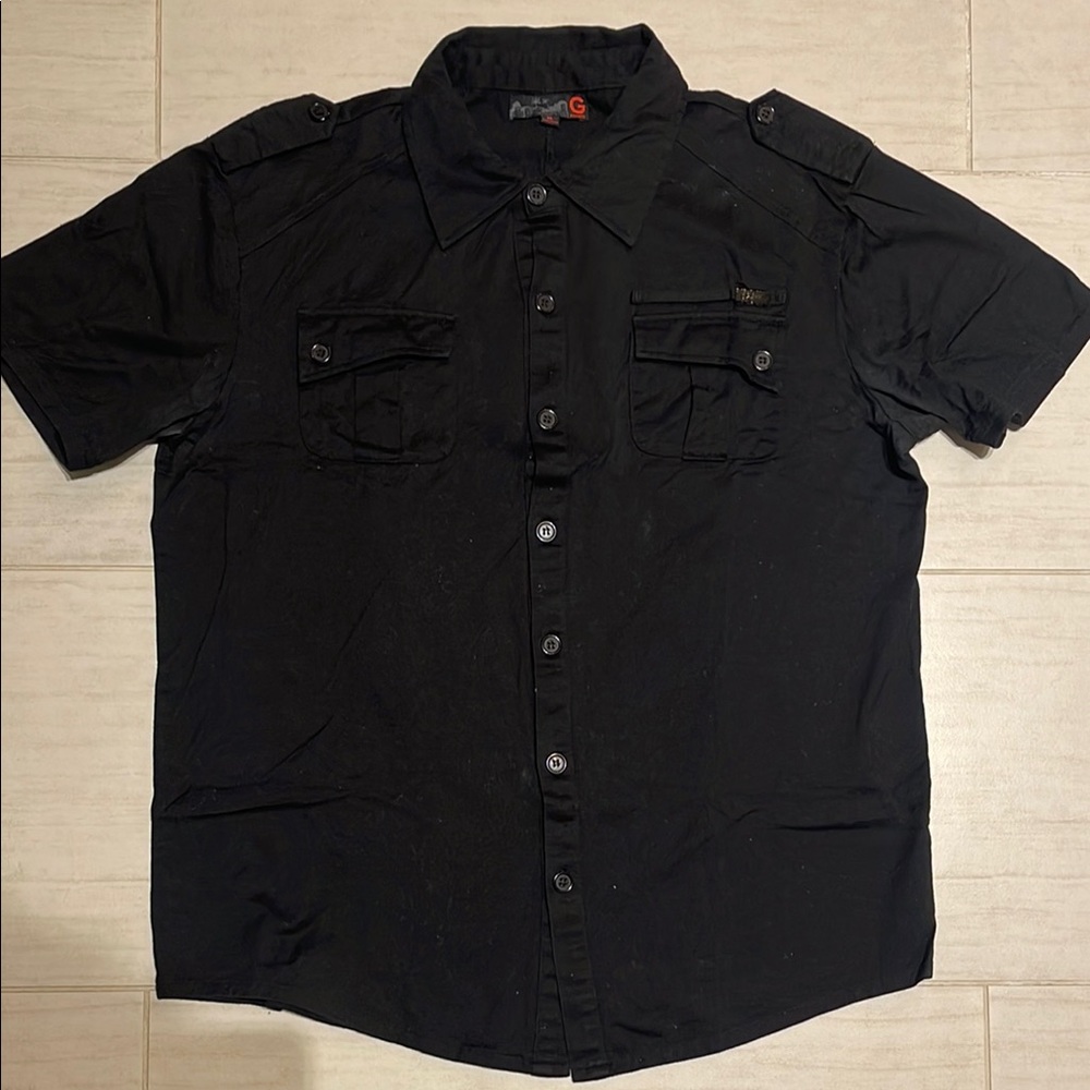 G by Guess Black Casual Button Down Shirt